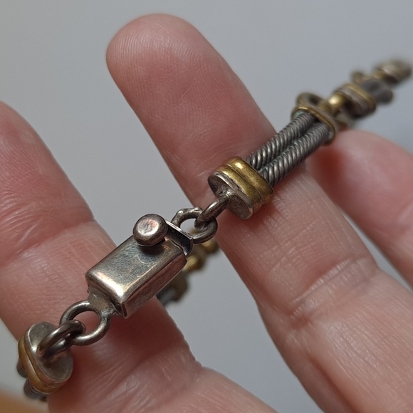 Vintage Mexico Sterling and Brass Necklace - Picture 2 of 7